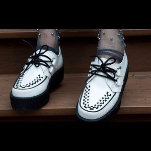 TUK White Leather Creepers